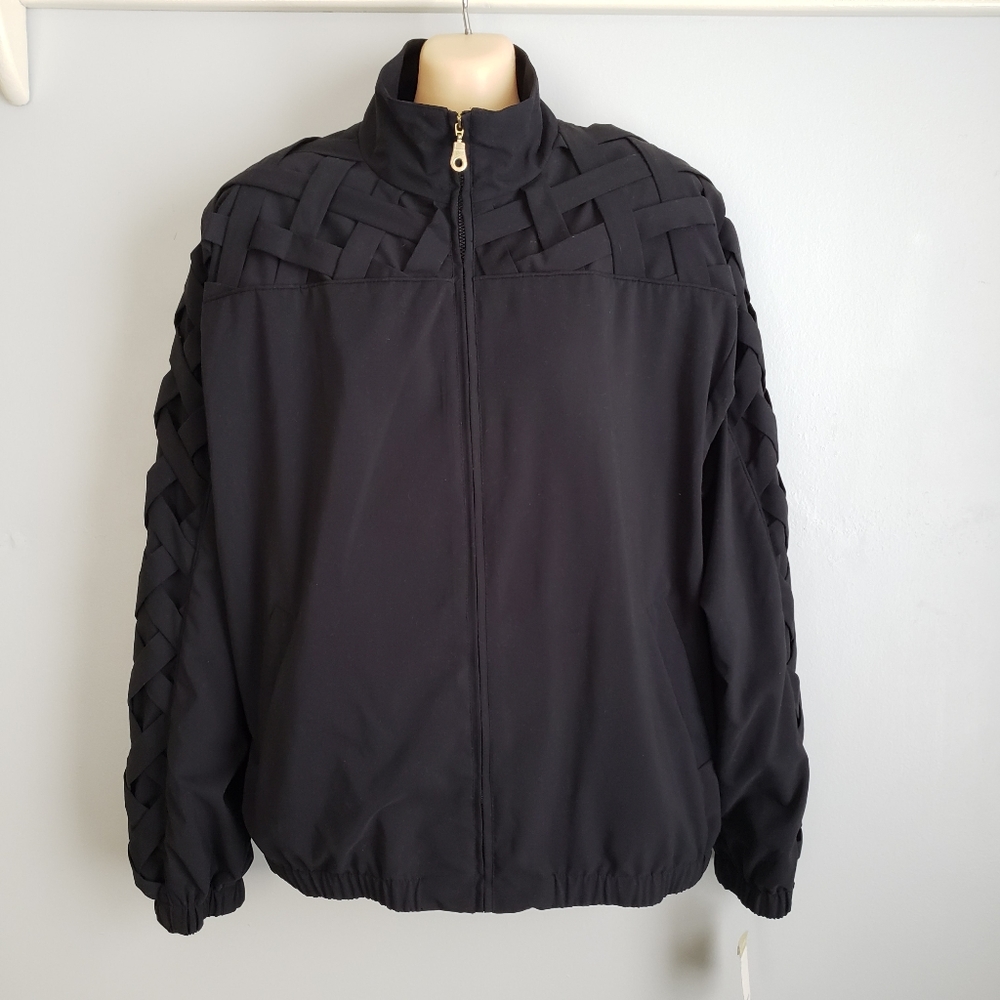 Vintage 80's Black Teddi Track Suit Jacket